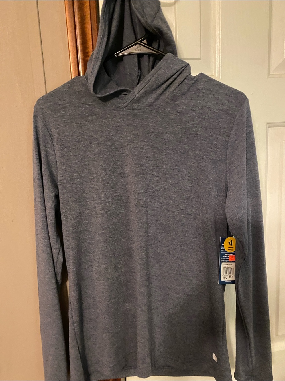 Huk Women's Long Sleeve Hooded Tee in Heather Slate Blue